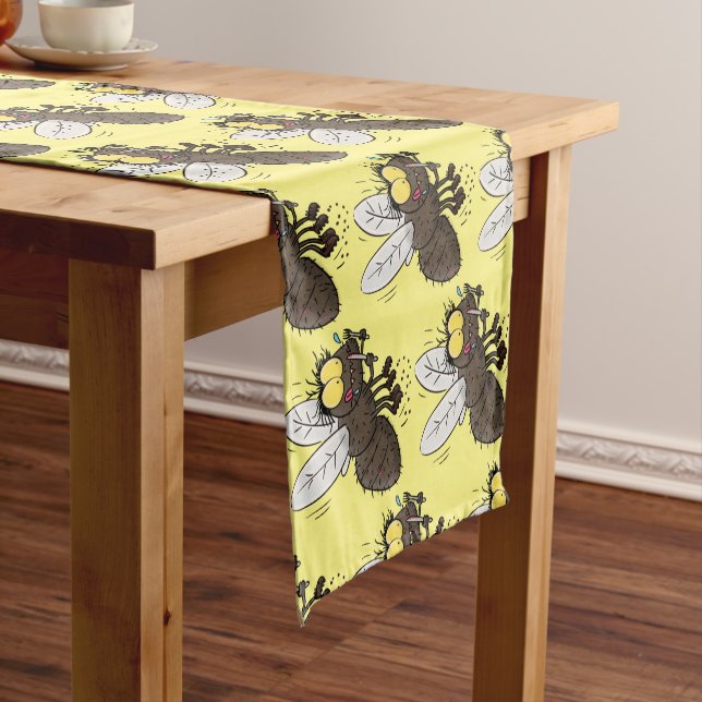 Funny horsefly insect cartoon short table runner (In Situ)