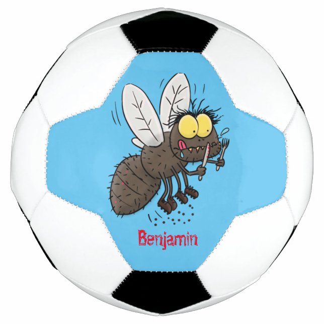 Funny horsefly insect cartoon soccer ball (Front)