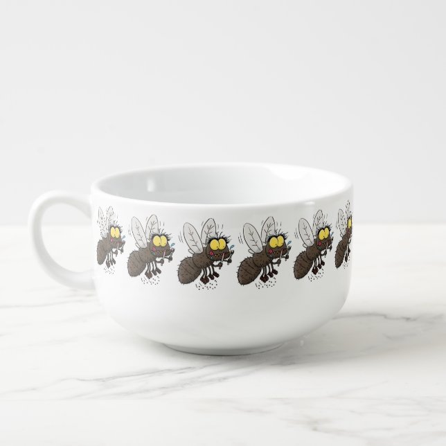 Funny horsefly insect cartoon soup mug (Right)