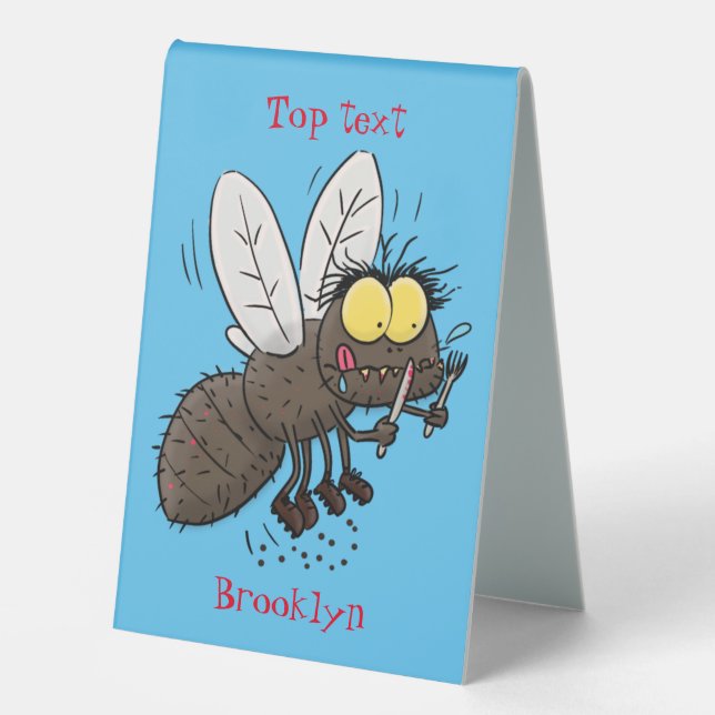 Funny horsefly insect cartoon table tent (Front)