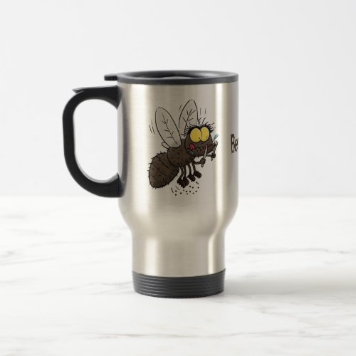 Funny horsefly insect cartoon travel mug