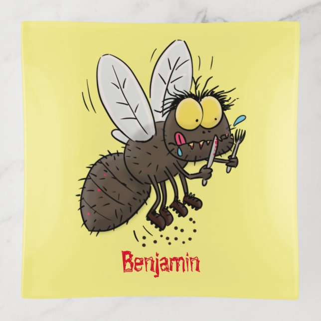 Funny horsefly insect cartoon trinket tray (Front)