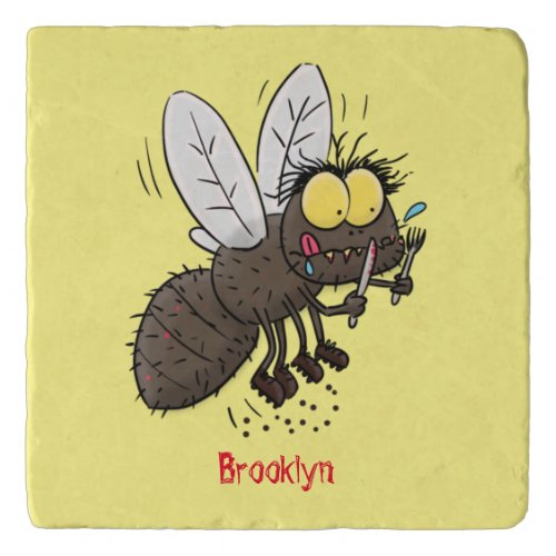 Funny horsefly insect cartoon trivet