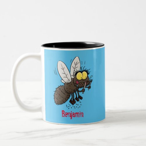 Funny horsefly insect cartoon Two_Tone coffee mug