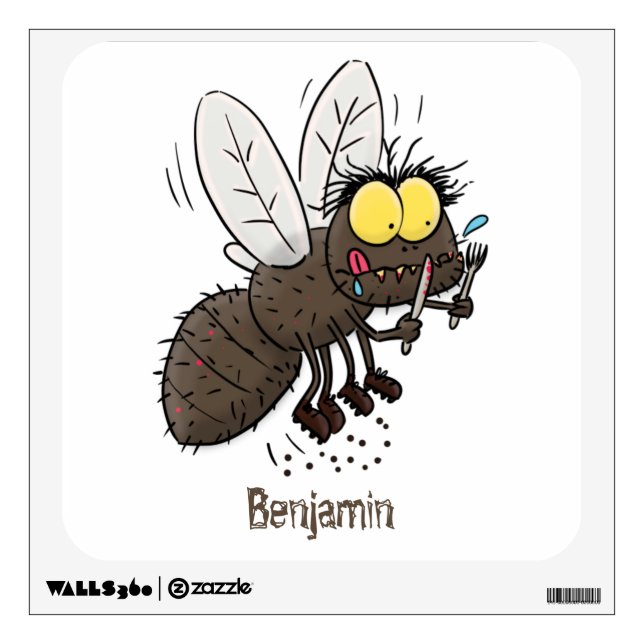 Funny horsefly insect cartoon wall decal (Front)