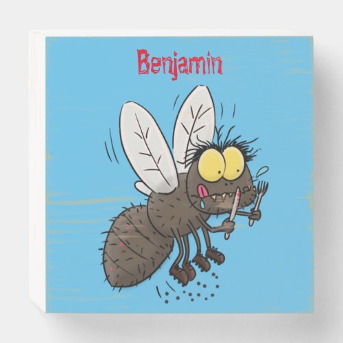 Funny horsefly insect cartoon wooden box sign