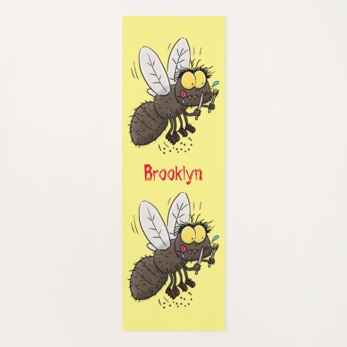 Funny horsefly insect cartoon yoga mat