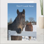 Funny Horses 50th Birthday From All Card<br><div class="desc">Jumbo,  50th birthday card,  funny horses theme.  Gender neutral big card (or choose the smaller version) has two brown horses in snow on the front.  Wording is: Don't look now,  but someone is turning 50.  Change all text for your birthday party needs.  Perfect for office,  or big family parties.</div>