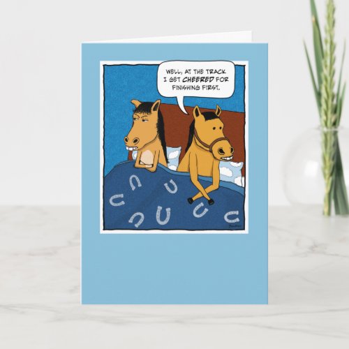 Funny Horses Lovers in Bed Anniversary Card