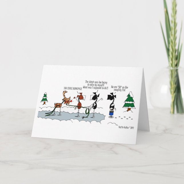 Funny Horses Stealing Cartoon Card (Front)