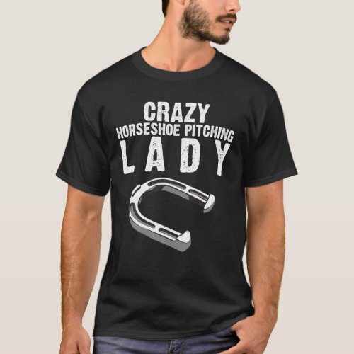 Funny Horseshoe Pitching Gift Women Mom Horseshoe T_Shirt