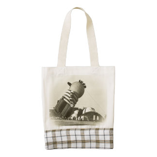 Funny Hot Air Balloon, Sepia, Vintage Look Zazzle HEART Tote Bag