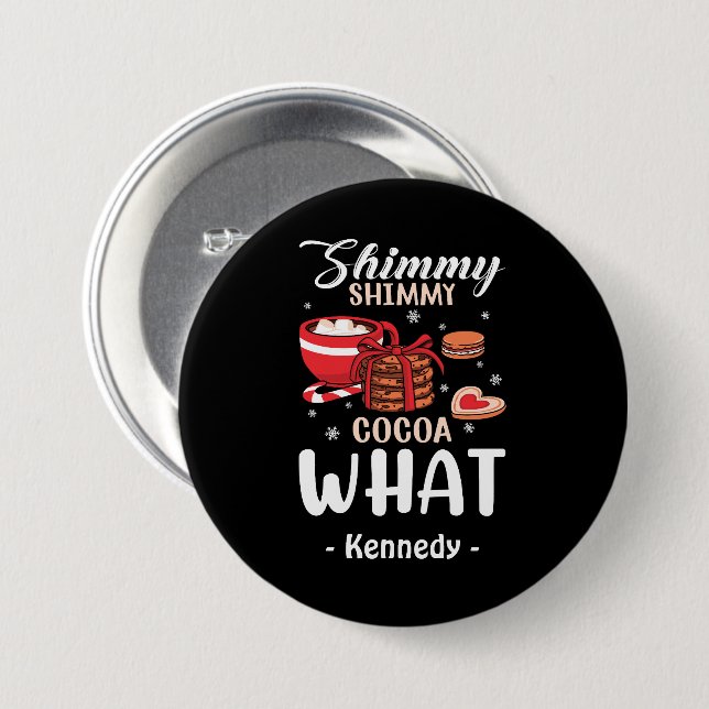 Funny Hot Chocolate & Cookie Winter Button (Front & Back)