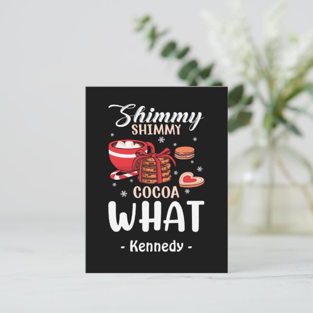 Funny Hot Chocolate & Cookie Winter Postcard (Standing Front)