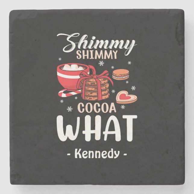 Funny Hot Chocolate & Cookie Winter Stone Coaster (Front)