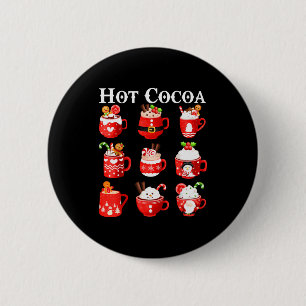 Funny Hot Cocoa Santa Elf C Merry Christmas Pajama Button