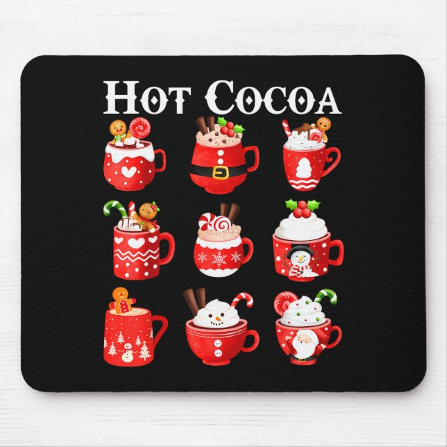 Funny Hot Cocoa Santa Elf C Merry Christmas Pajama Mouse Pad (Front)