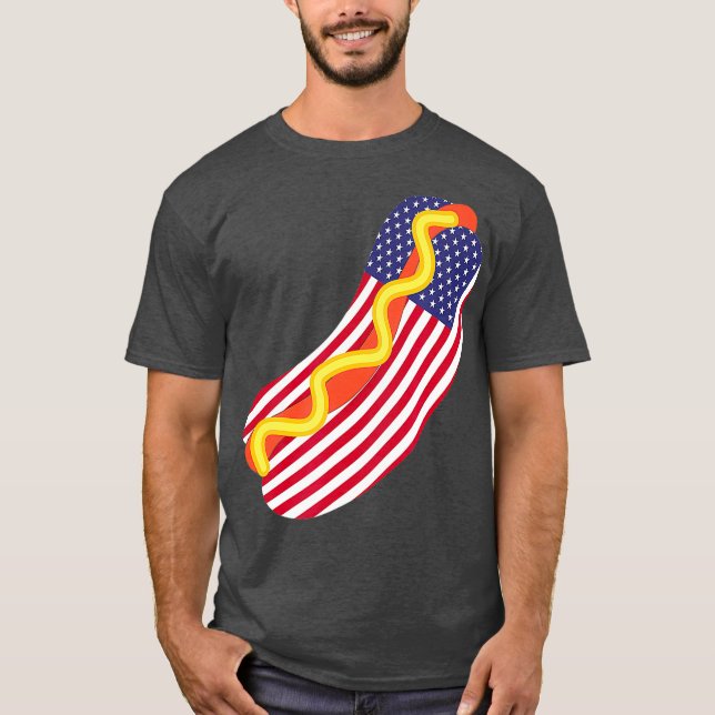 Funny Hot Dog 4th of July USA Patriotic Hot Dog T-Shirt (Front)
