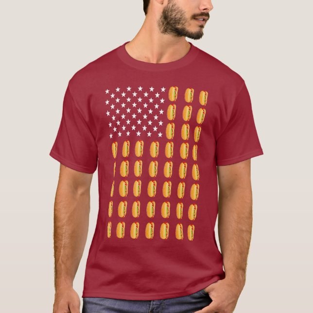 Funny Hot Dog American Flag Frankfurter  Men T-Shirt (Front)