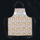 Funny Hot Dog BBQ Pattern Custom Chef Name Text Ap Apron<br><div class="desc">Fun apron featuring a hot dog pattern and two lines of custom text. Add anyone's name, a business name or delete the text and rectangle and just have the pattern. Perfect for birthday gifts, father's Day gifts, apron for small business restaurant and cafe owners, budding chefs, bbq masters, host/hostess and...</div>