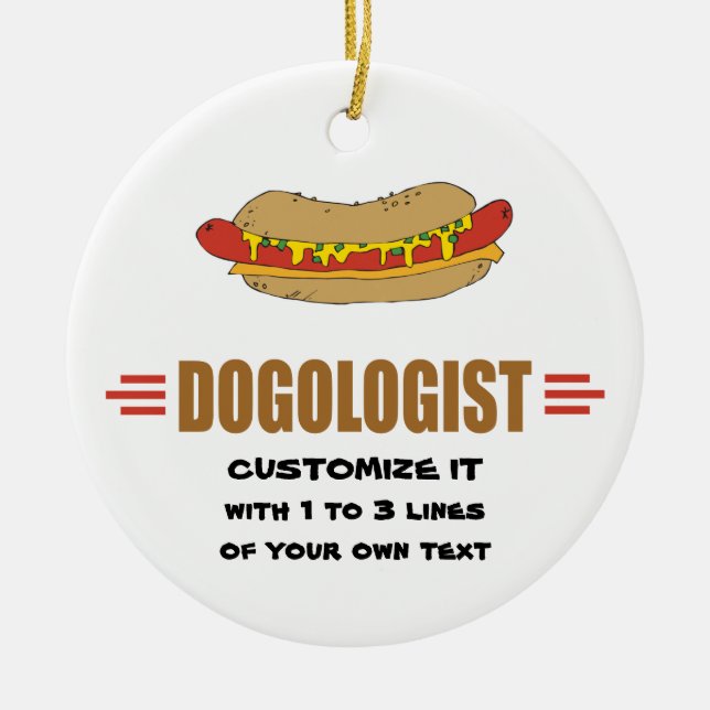 Funny Hot Dog Ceramic Ornament (Front)