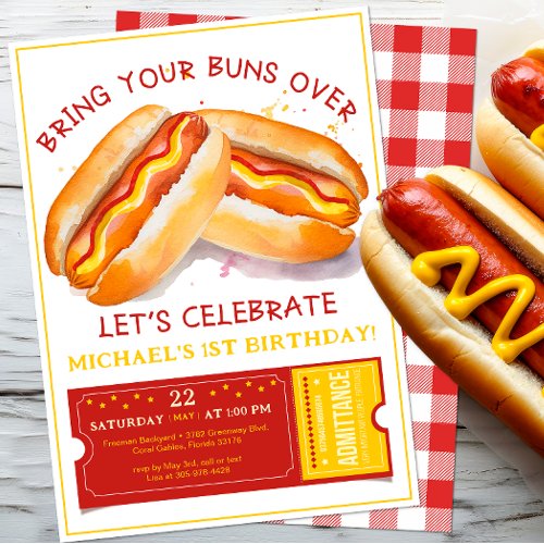 Funny Hot Dog Cookout Birthday Party Invitation