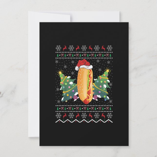 Funny Hot Dog Dish Lover Xmas Ugly Hot Dog Christm Invitation (Front)
