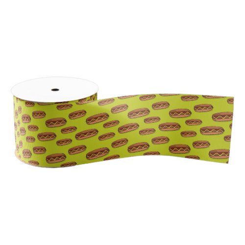 Funny Hot Dog Food Design Grosgrain Ribbon