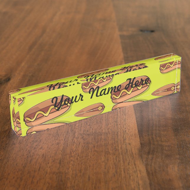 Funny Hot Dog Food Design Name Plate (Side)