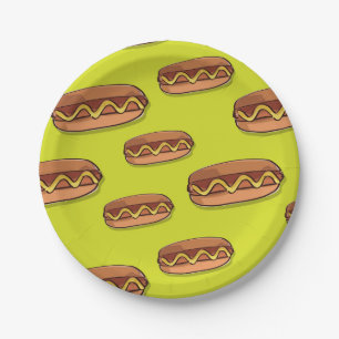 Funny Hot Dog Food Design Paper Plates