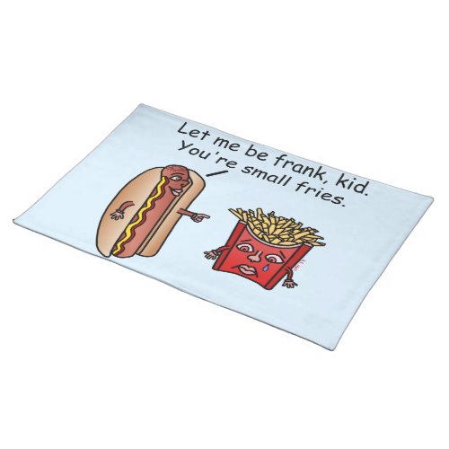 Funny Hot Dog French Fries Food Pun Cloth Placemat