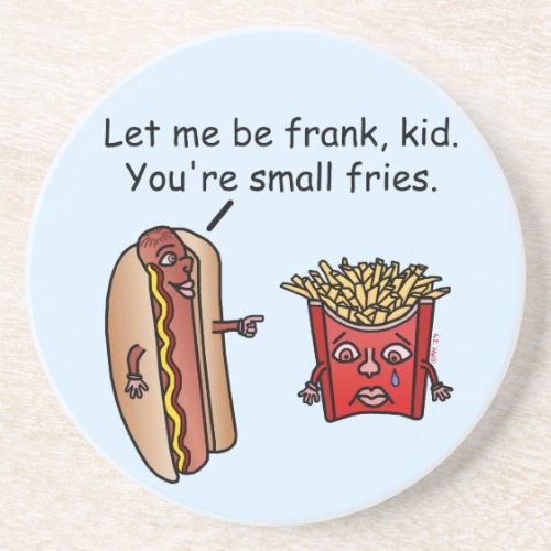 Funny Hot Dog French Fries Food Pun Drink Coaster