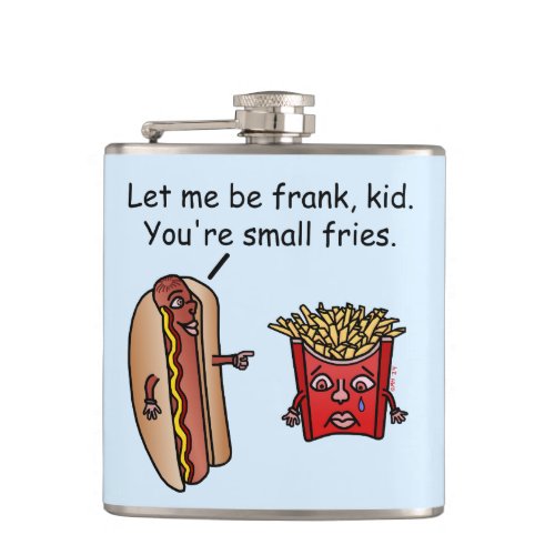 Funny Hot Dog French Fries Food Pun Flask