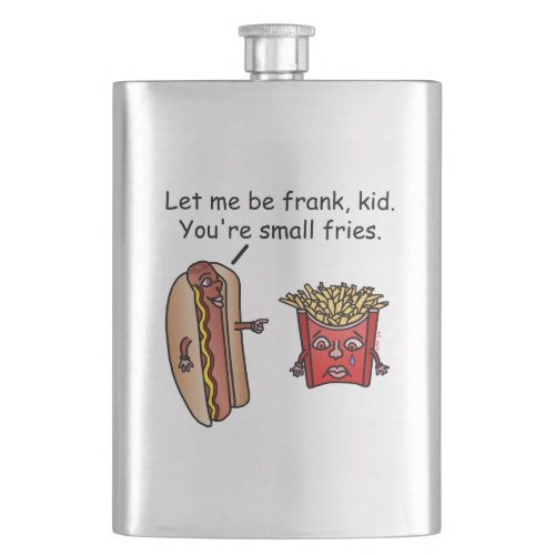 Funny Hot Dog French Fries Food Pun Hip Flask