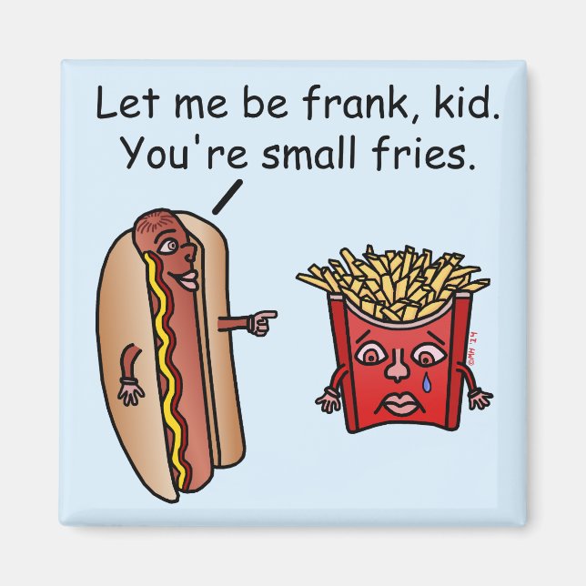 Funny Hot Dog French Fries Food Pun Magnet (Front)