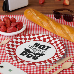 funny hot dog grill party paper plates