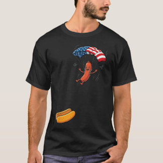 Funny Hot Dog Jumping Into Bun Sausage Bbq T-Shirt