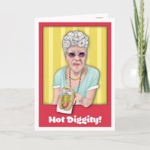 Funny Hot Dog Lady Birthday Card