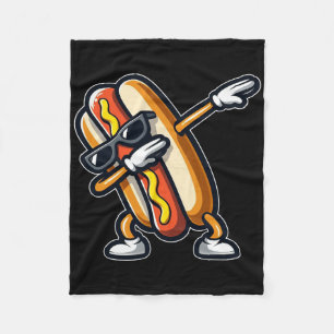 Funny Hot Dog Lover Hotdog Dab Dancing Foodie Kids Fleece Blanket