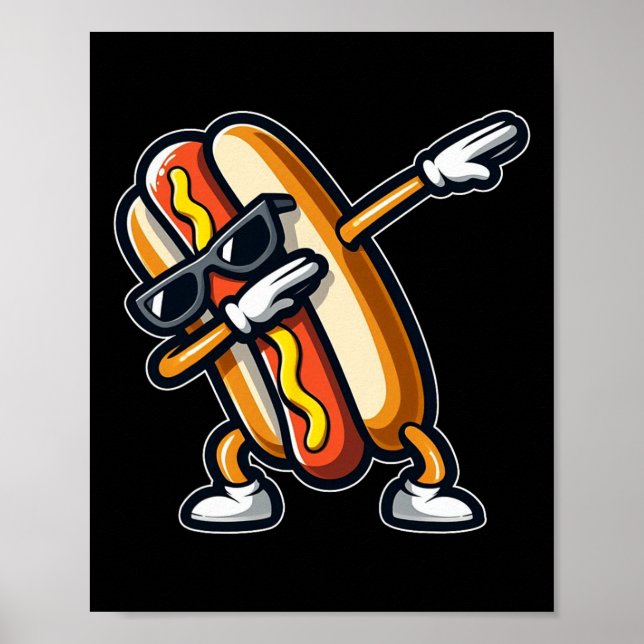 Funny Hot Dog Lover Hotdog Dab Dancing Foodie Kids Poster (Front)