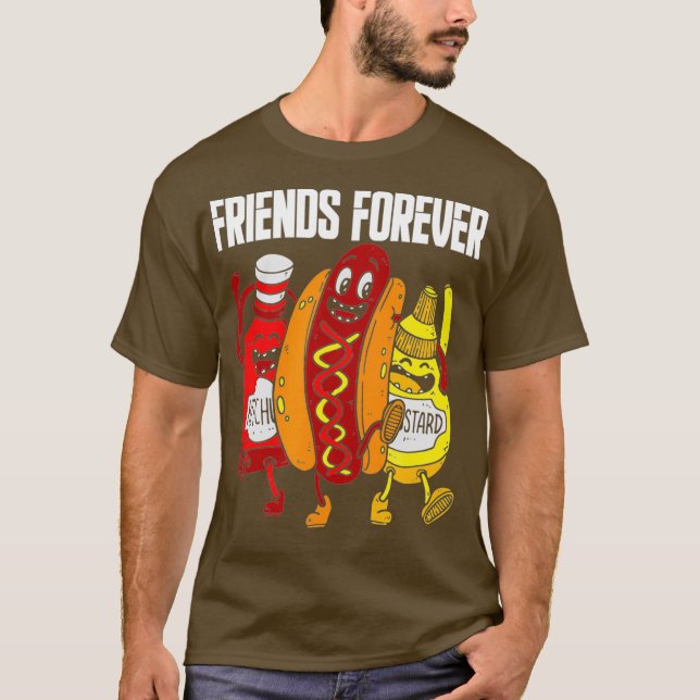 Funny Hot Dog Mustard Ketchup Lover Gift Friends T-Shirt (Front)