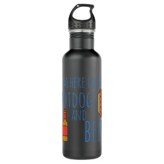 Funny Hot Dog Shirt I'm Here for the Hotdogs and B Stainless Steel Water Bottle