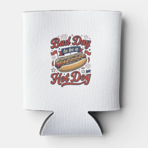 Funny Hot Dog Vintage Patriotic Food Shirt Design_ Can Cooler