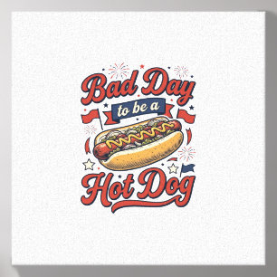 Funny Hot Dog Vintage Patriotic Food Shirt Design_ Canvas Photo Tile