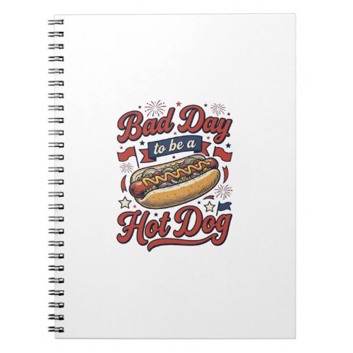 Funny Hot Dog Vintage Patriotic Food Shirt Design_ Notebook