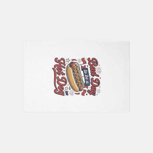 Funny Hot Dog Vintage Patriotic Food Shirt Design_ Rug