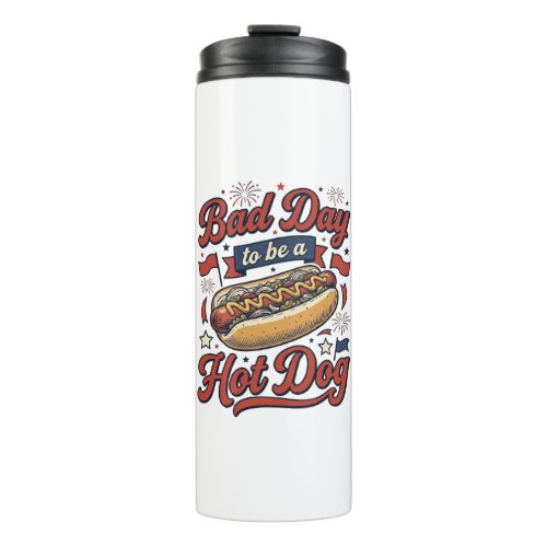 Funny Hot Dog Vintage Patriotic Food Shirt Design_ Thermal Tumbler
