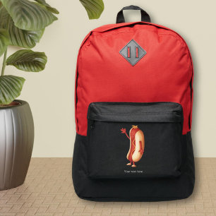 Funny Hot Dog with Mustard Waving Personalized Port Authority® Backpack
