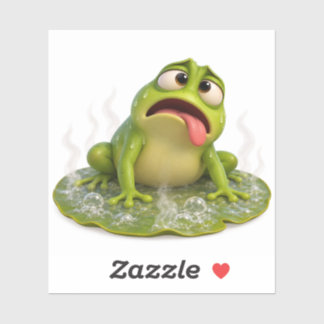Funny Hot Frog Lily Pad Cute Sticker