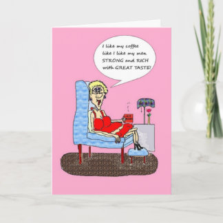 Funny Hot Mama Birthday Card – Coffee and Men Humo